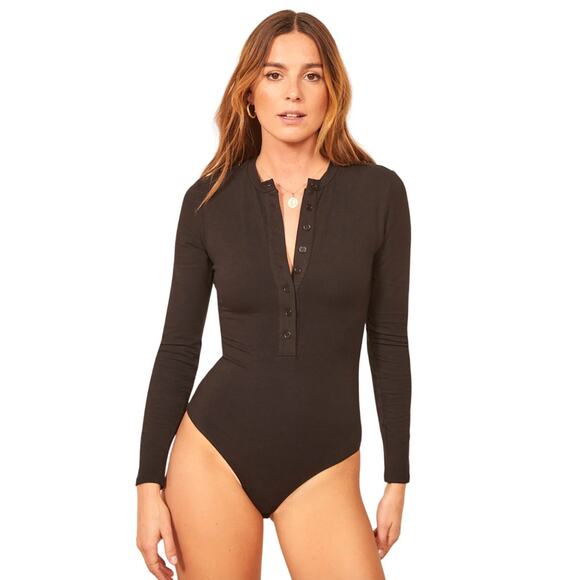 Reformation Black Nisa Knit Bodysuit Size X Small - Picture 1 of 7